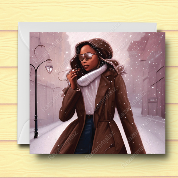 Black Woman N Christmas Card